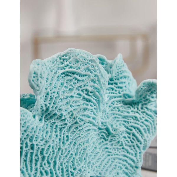 HAUCOZE Ocean Decor Artificial Coral Statue Modern Sculpture Home Gifts Table Centerpiece Crafts Polyresin Arts Blue 25cm 3