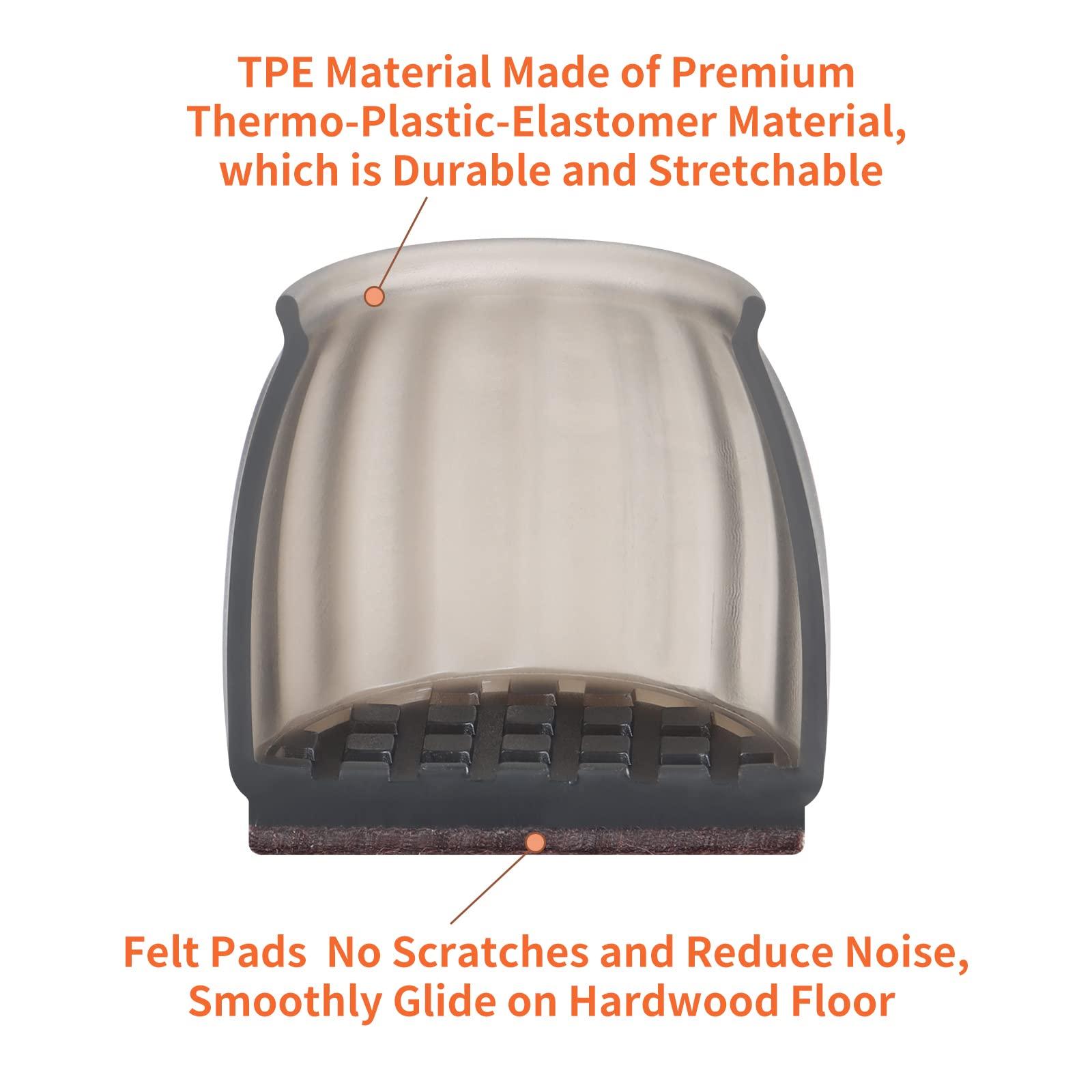 Ezprotekt 32P Chair Leg Floor Protectors 33-40mm, Φ 1.5" Translucent Chair Feet Cover, Round Furniture Sliders Felt Bottom Silicone Leg Caps for Protecting Hardwood/Tile Floors from Scratches Noise 2