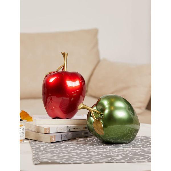 NENBOLEC Modern Sculpture Decor Apple Statue Gifts Table Centerpiece Crafts Polyresin Home Arts Green 18cm 3