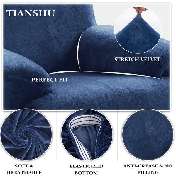 TIANSHU Fleece Recliner Covers,Velvet Plush Recliner Chair Slipcovers Modern Velvet Plush Recliner Slipcover Furniture Protector Cover Sofa Slipcover for Recliner Chair Cover(Recliner,Warm Sand) 2