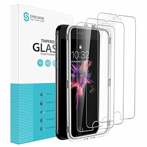 Syncwire Screen Protector for iPhone 8 7 6 6s - [3-Pack, Easy Installation Frame] 9H Hardness 2.5D Tempered Glass Film for iPhone 8 7 6 6s [Shatter-Proof, Bubble-Free, Case-Friendly] 0