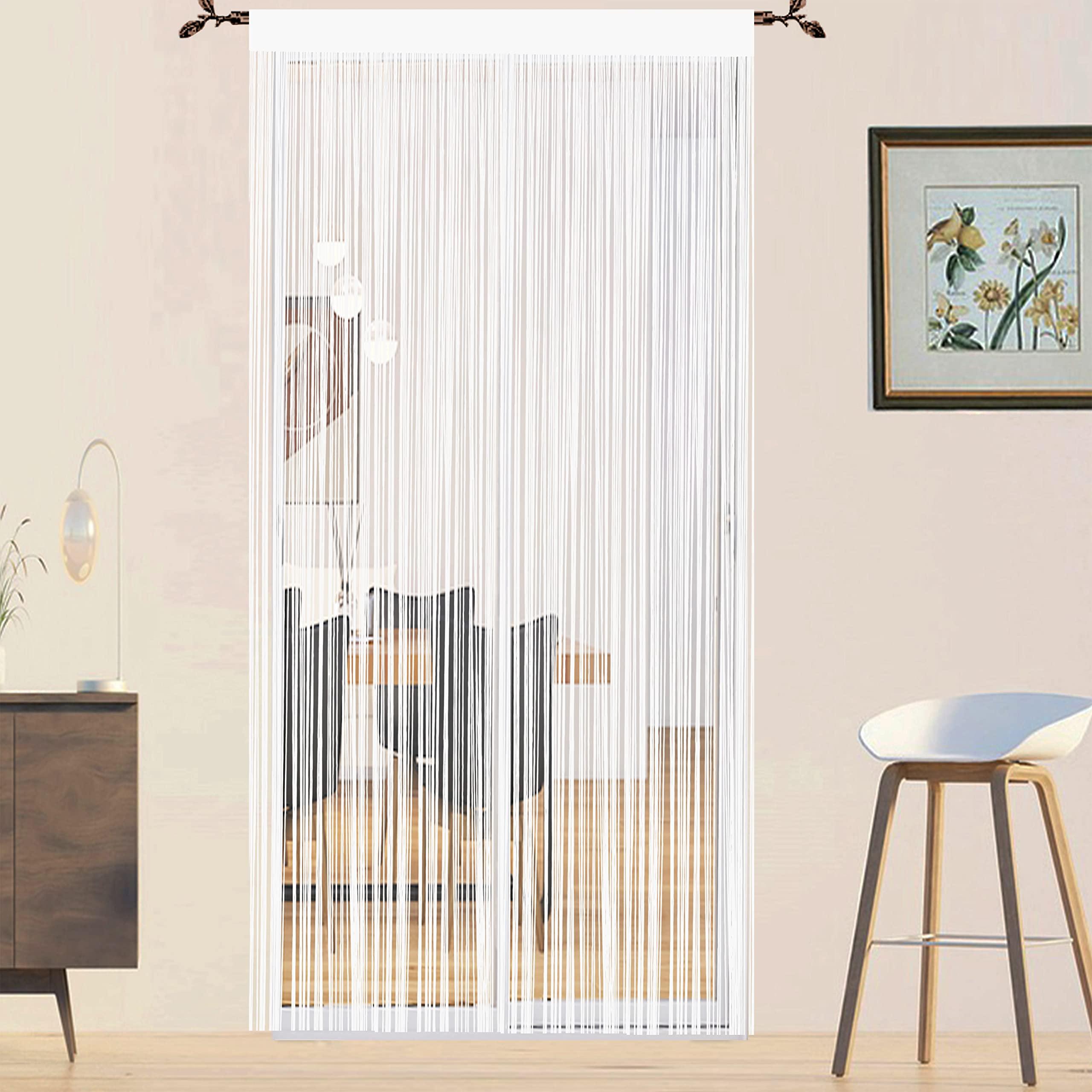 QiBoYuYe Door Curtains Fly Screen Curtain For Window String Flies Doors Decorations Room Dividers Doorways Panel Bedroom Living Closet Door Drapes (White 90x200cm) 0