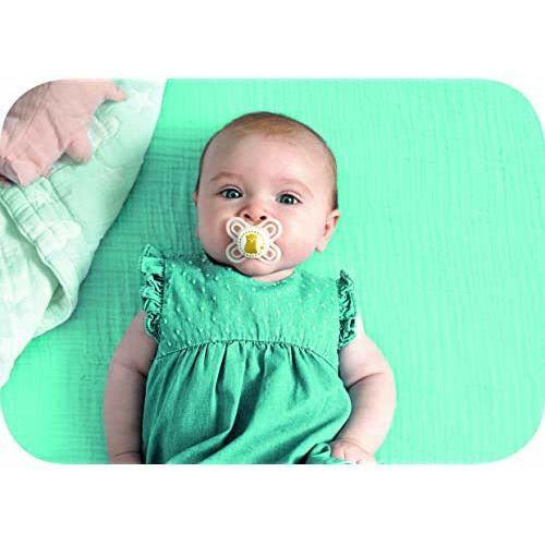 MAM Perfect Soothers 0-2 Months (Pack of 2), Thinner and Softer Baby Soothers with Self Sterilising Travel Case, Newborn Essentials, Green/White (Designs May Vary) 1