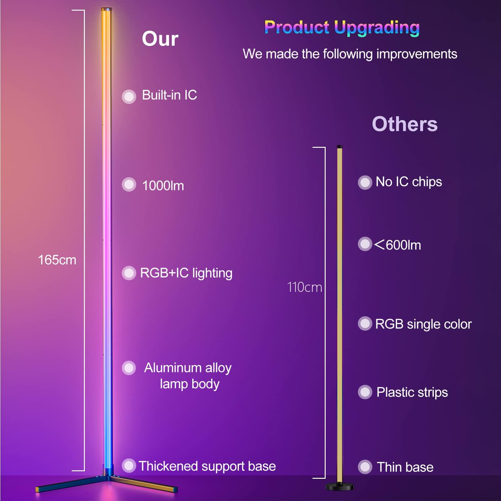 bedee Folding Floor Lamp: DIY Shaped RGB Floor Lamp with Music Sync and Timing, Modern 16 Million Color Changing Standing Light with Smart Remote & App Control for Living Room Gaming Room Bedroom 1