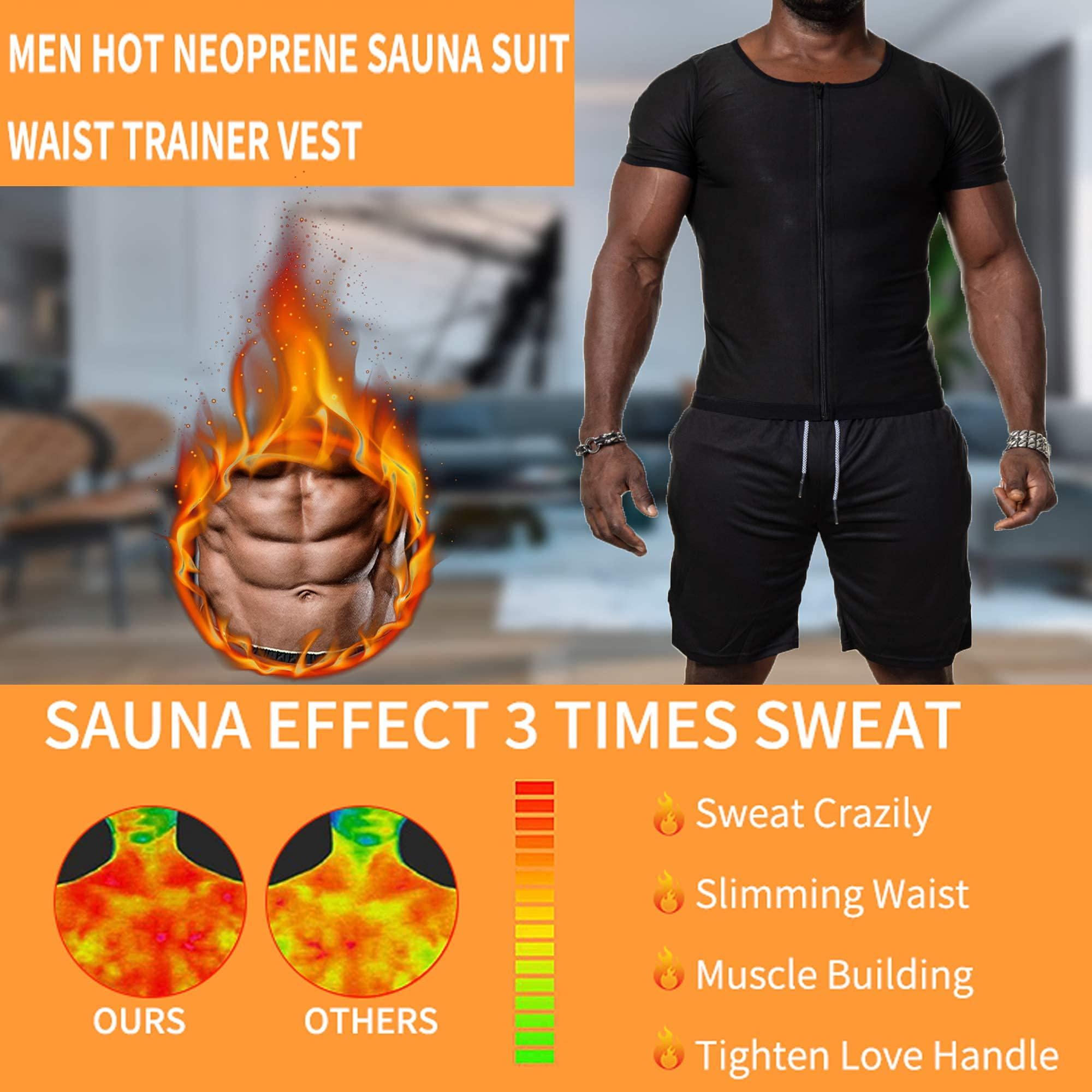 Mens Sweat Sauna Shirt Workout Training Body Shaper Waist Trainer Zipper Vest for Weight Loss 1