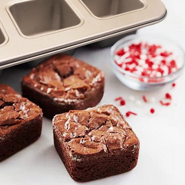 Bread Baking Trays Mini Square Petite Loaf Pan Brownie Cake Mold Blondie Baking Tin Muffin Pan Non-Stick Bite-Size Mold 9 Cavity For Chocolate Truffles Bread Muffin Loaf Brownie Cornbread Cheesecake 4