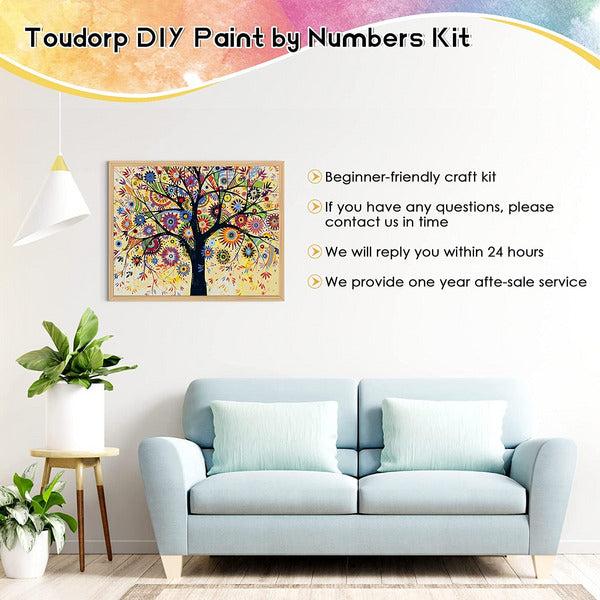 Toudorp DIY Oil Painting by Numbers, Canvas Oil Painting Flower in the Bottle for Adults and Drawing Beginner Painting by Numbers with Brushes Wooden Frame 16 x 20 Inches 1