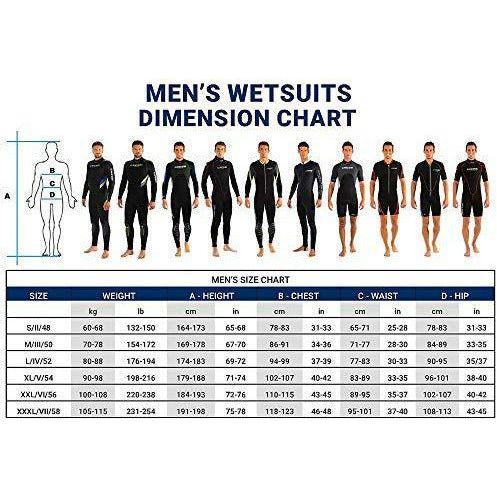 Cressi Men's Diver Man All In One Premium Neoprene Diving Suit, Black/Blue 7 mm, Large/Size 4 3