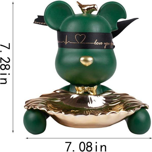 Hanbosym Key Tray for Entryway Table, Snack Tray, Jewelry Holder,Cute Ninjia Bear Decorative Storage for Office Bedroom and Livingroom (Green) 1
