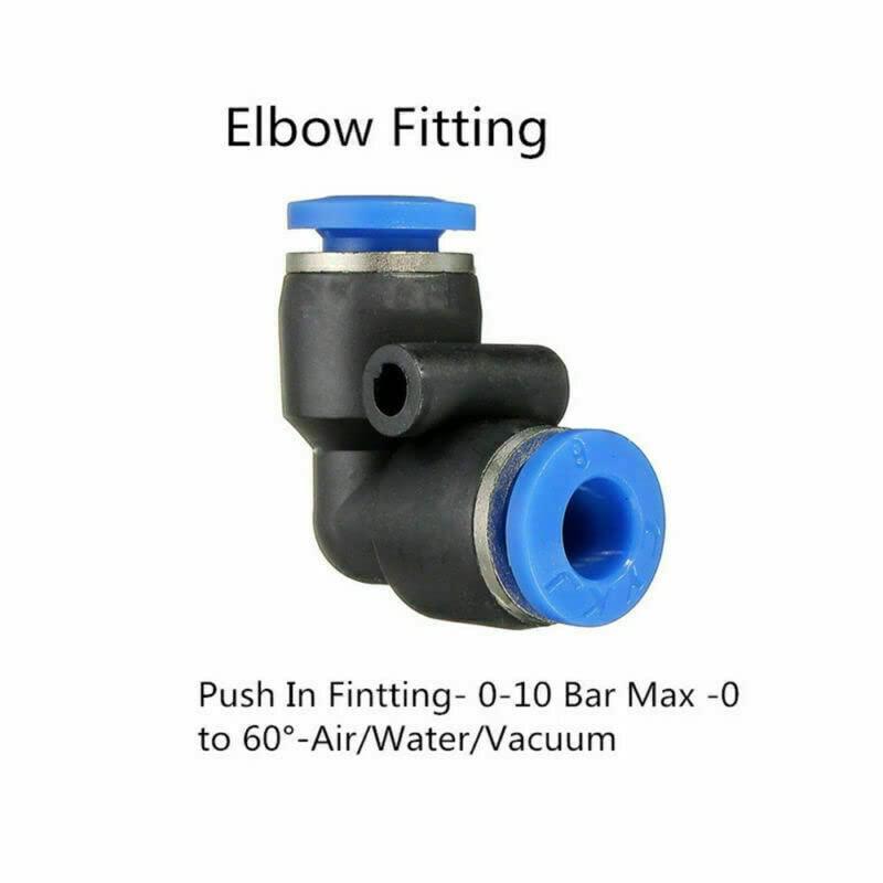 Pneumatic Connectors,6mm Pneumatic Fittings Push in Elbow Connectors Water Hose Quick Connect for Air Water Hose 1