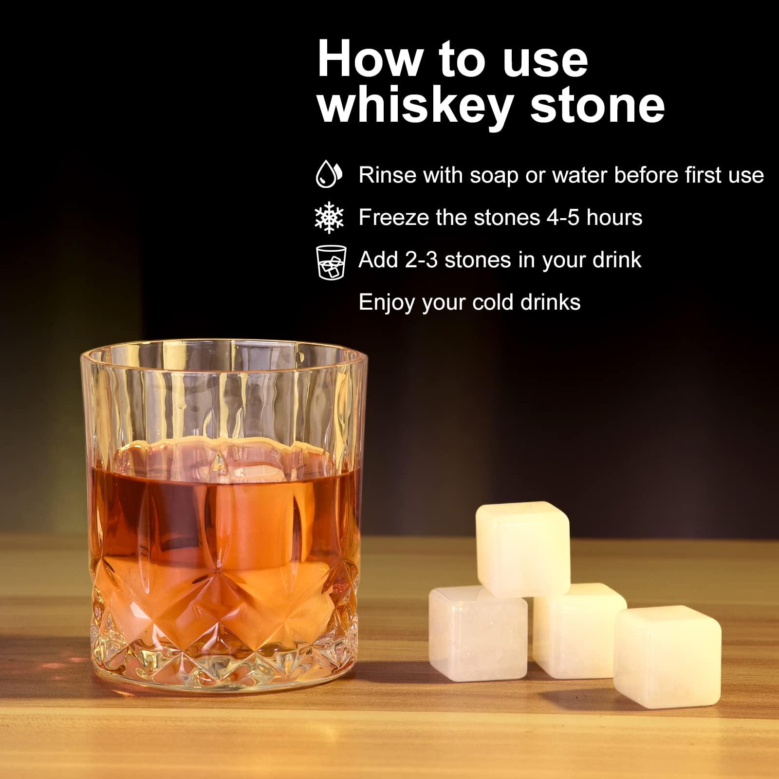 EooCoo 8pcs Marble Whisky Stones Gift Set for Men, Premium Wooden Box with Glasses,Two-Color Design Suitable for Couples/Friends, Easy Storage, for Anniversary Birthday Wedding Housewarming 3