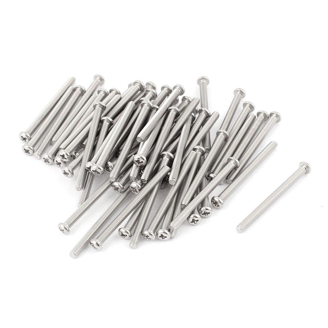 sourcing map M4 x 50mm 304 Stainless Steel Phillips Round Head Screws Bolt (Pack of 60) 0