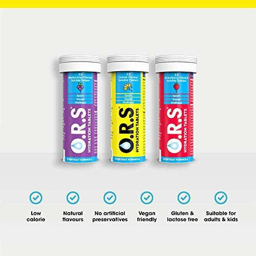 O.R.S Hydration Tablets with Electrolytes, Vegan, Gluten and Lactose Free Formula, Blackcurrant, 12 Count 2