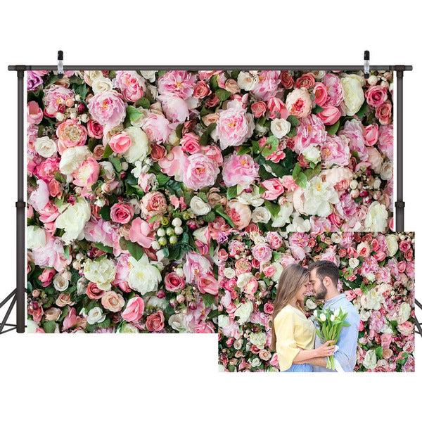 LYWYGG 8x6FT Art Studio 3D Flower Photo Background Rose Flower Backdrops Colorful Flower Photography Backdrop Wall Backdrops Scenery Wedding Decoration Birthday Party CP-316-0806