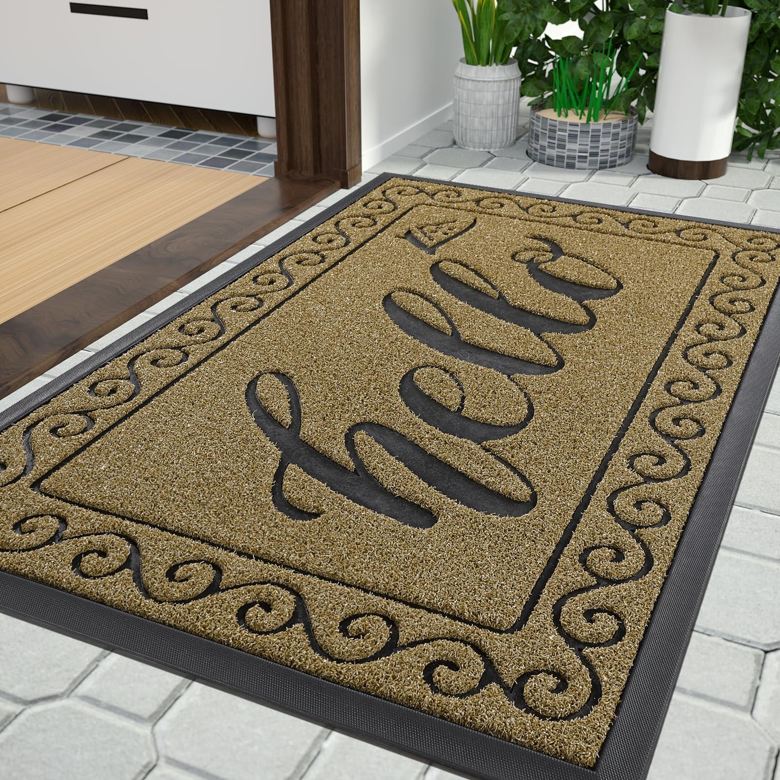 Yimobra Front Door Mat, Heavy Duty, Absorbent, Mud Resistant, Easy to Clean Outdoor Mat with Non-Slip Backingm, 81 x 120 cm, Maroon