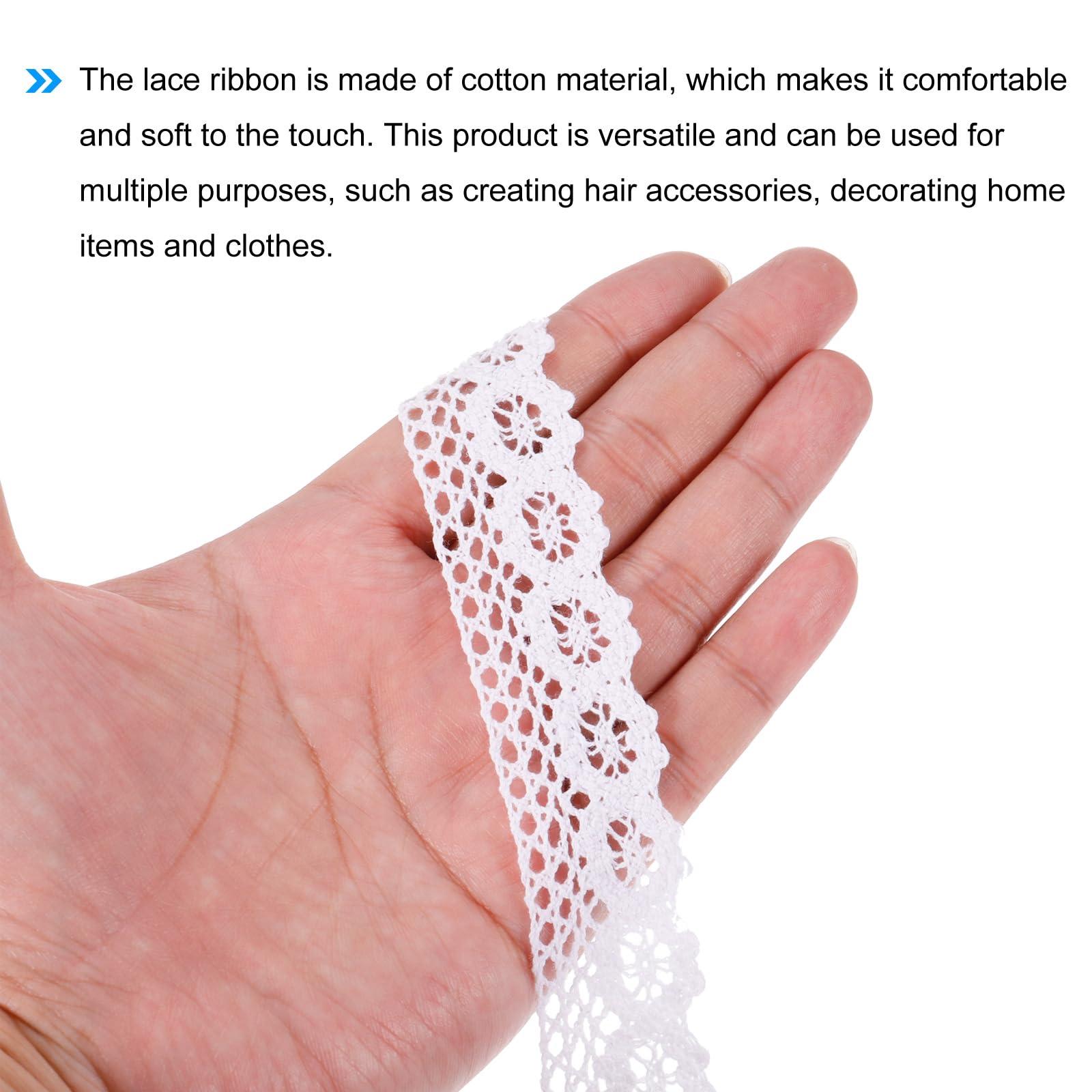 sourcing map Lace Trim Ribbon 30 Yards 1 Inch Cotton Trim for Craft,Gift Wrappers,Headbands,Wedding White Style 11 3