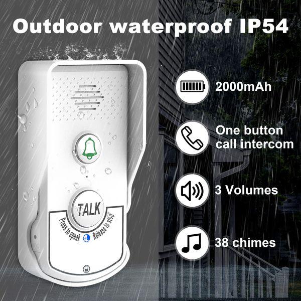 Elebinke Wireless Intercom Doorbell-Waterproof Portable Voice Intercom Doorbell with 2000mAh Rechargeable Battery, 38 Chimes, 1000M Long Range & 3 Level Volume (1 Outdoor/1 Indoor) 1