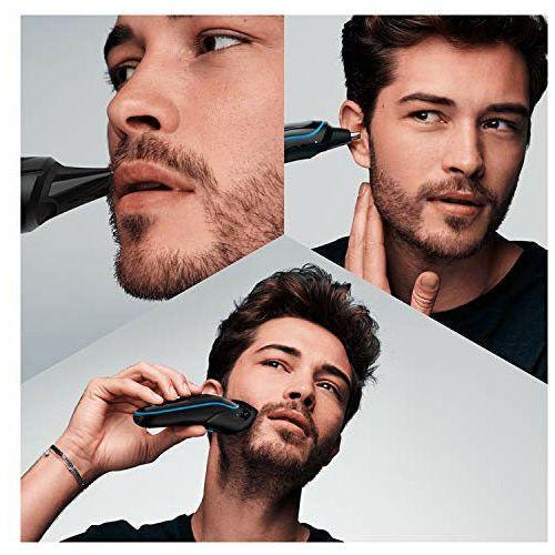 Braun 9-in-1 All-in-one Trimmer 5 MGK5280, Beard Trimmer for Men, Hair Clipper and Body Groomer with AutoSensing Technology and 7 Attachments, Black/Blue, UK Two Pin Plug 1