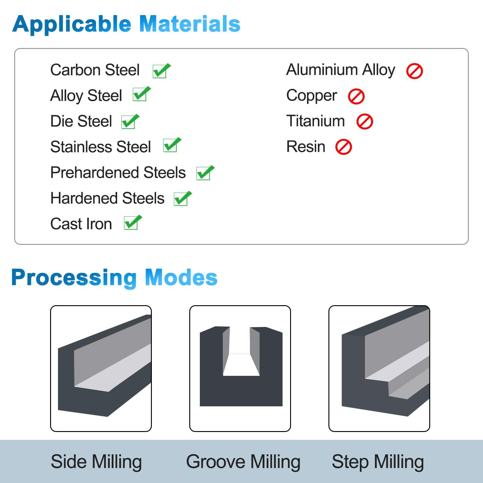 sourcing map 4pcs Square End Mills 1/8" Cutting Dia HRC 60 4 Flutes AlTiN Coating Tungsten Steel Carbide Mill Bit for Hardened Steels 3