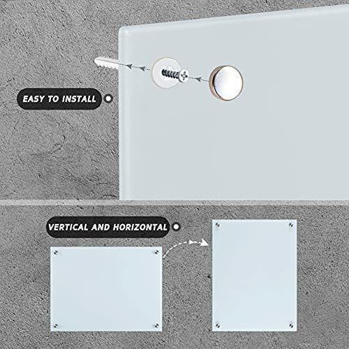 4 THOUGHT Magnetic Glass White Board, 45 x 60 cm, Frameless with 3 Magnets and 1 Pen Tray, Dry Erase Whiteboard for Notices, Reminders, Presentations, Normal White, Home & Office Notice Boards 1