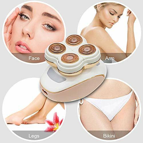 Moulei Hair Removal for Women legs, Painless Electric Shaver for Body Arm legs Hair Bikini Trimmer Rechargeable Hair Remover with 4 Heads 3