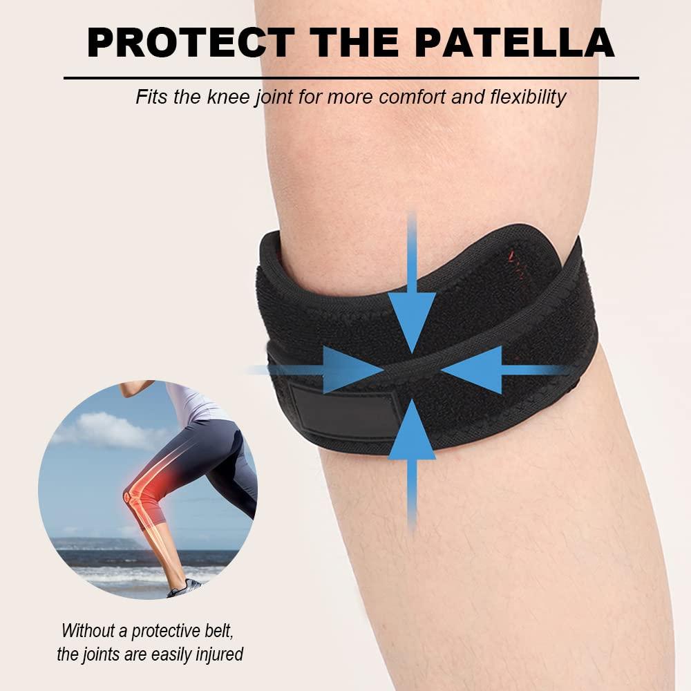 Chihutown 4 Pack Patella Tendon Knee Strap, Knee Pain Relief Support Brace, Knee Support Brace for Women Men, Knee Pain Relief Adjustable Neoprene Knee Strap for Knee Pain Relief, Hiking, Running 3