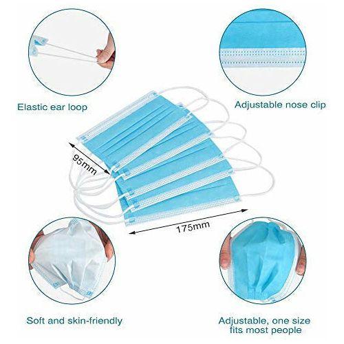 3 Layer Safety Disposable Face Masks | Protective Nose and Mouth Covering | Sealed Bag | 50PCS 2