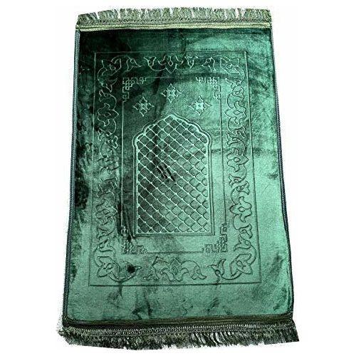Cushion Padded Muslim Islamic Prayer Mat Namaz Rug (120cm x 80cm) Prayer Mat ,Cushioned Thick salat Namaz Padded Rug (Dark Green) 0