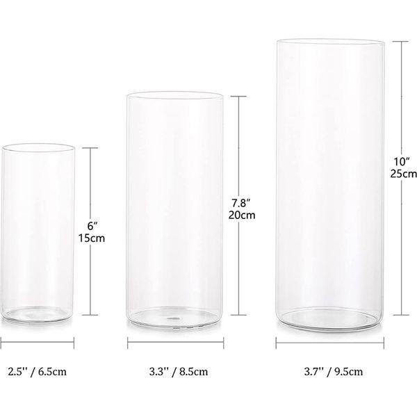 Hewory Glass Vase for Flowers, 30Pcs Clear Cylinder Flower Vases for Living Room, Glass Flower Vase for Table Centrepiece for Dining Room Home Decor, Hurricane Candle Holders for Wedding, 15/20/25cm 4