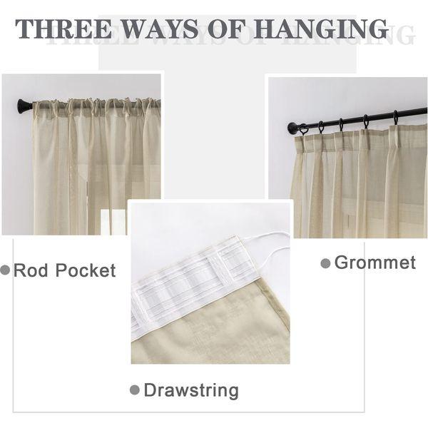 Net Curtains Tape Top Sheer Pearl White Slot Pencil Pleat 66"x90" Gathering Tab Woven Volie Curtains Multifunctional Rod Pocket Grommet Hooks Natty Curtains for Livingroom Bedroom Balcony 2 Panels 2