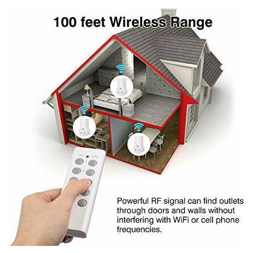 HBN Remote Control Socket Wireless Operated 30M/100ft Range UK Mains Plug for Household Appliances, 10A/2400W, 5 Pack Sockets and 2 Remote 1