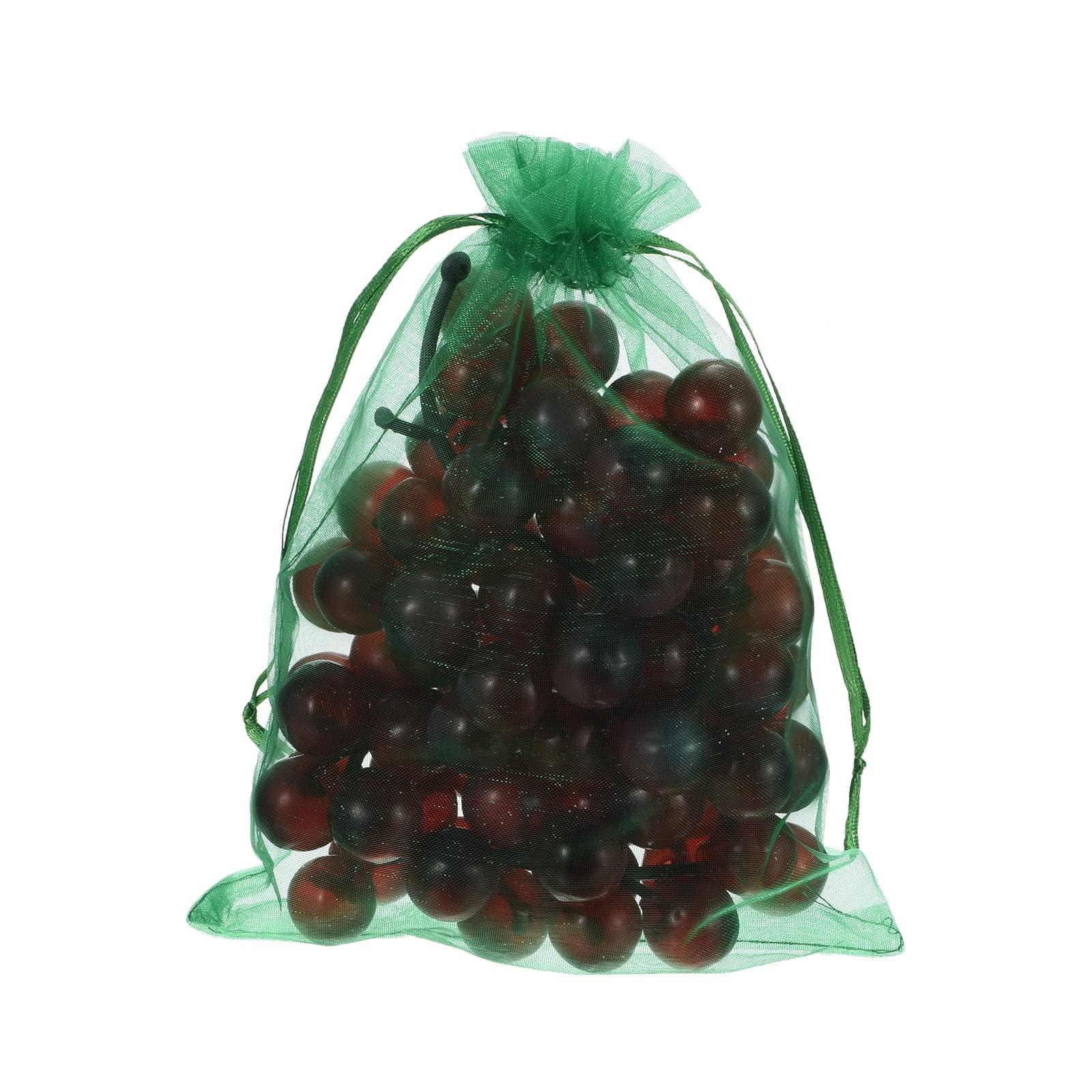 sourcing map 50Pcs Fruit Protection Bags 7.87x5.9" Nylon Garden Fruit Netting Cover Bags Drawstring Mesh Gift Bags for Plant Fruits Flowers Makeup White 9