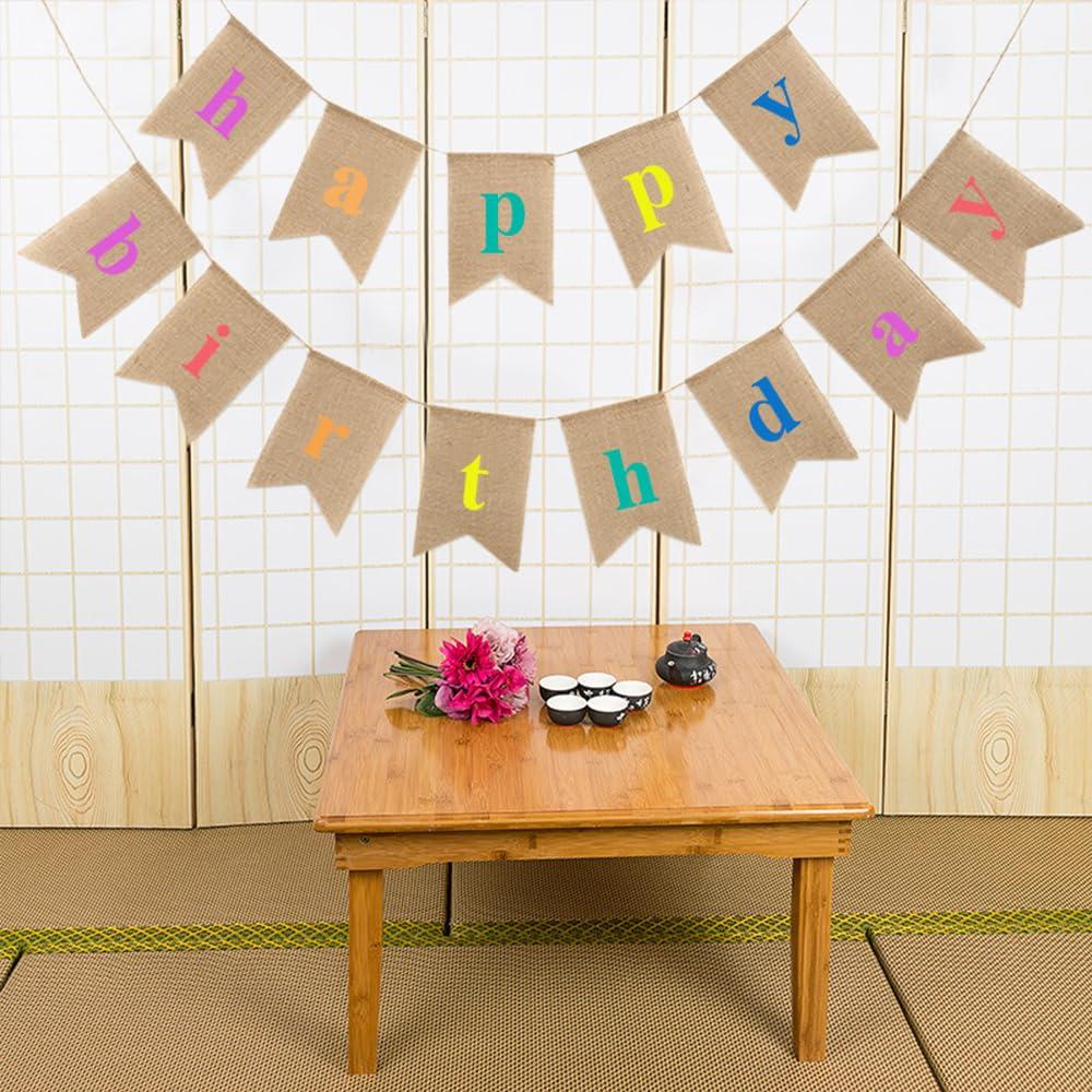 Happy Birthday Bunting Banner Happy Birthday Bunting for Birthday Party Decoration (Linen) 4