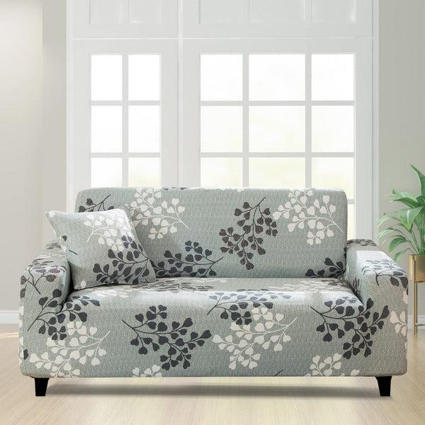 Hotniu 1-Piece Stretch Sofa Couch Covers Pattern Fitted Armchair Loveseat Slipcover Universal Elastic Fabric Settee Sectional Furniture Protector (3 Seater, Grey Leaves) 1