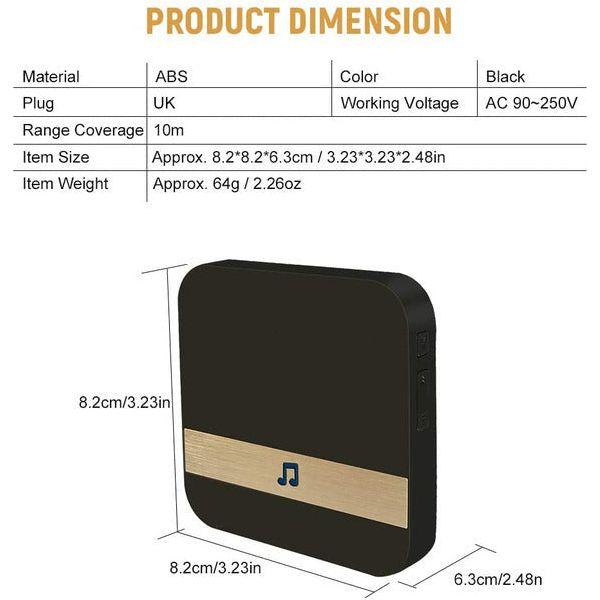 KKMOON Wireless Doorbell Chime Household Plug-in Chime WiFi Ding-Dong Alarm Smart Door Bell Receiver UK Plug 1