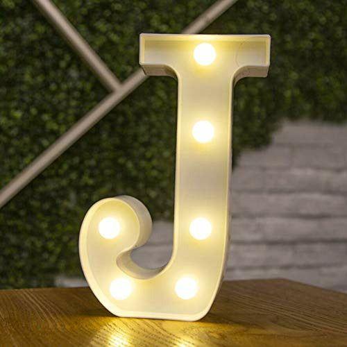 Light up Letters LED Sign Marquee Letters with Lights Alphabet Number Lamp Lighting up Words Standing Hanging 0-1 Wedding Birthristmas Lamp Home Bar Decoration (J) 0