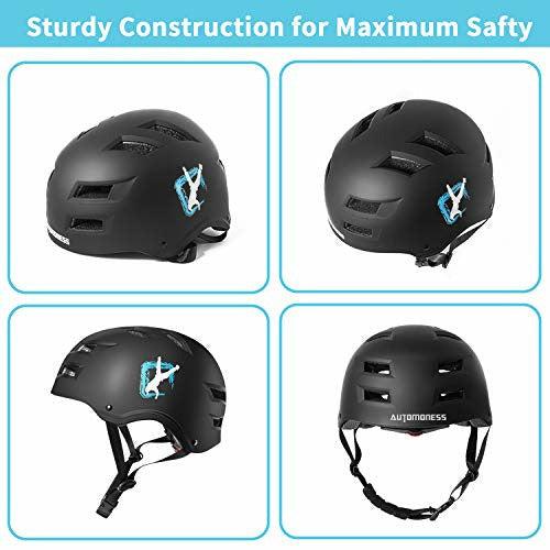 Automoness Skateboard Helmet, Adjustable Helmet for BMX Cycling, Bike Protective Helmet CE Certified for Adult/Youth/Kids 4