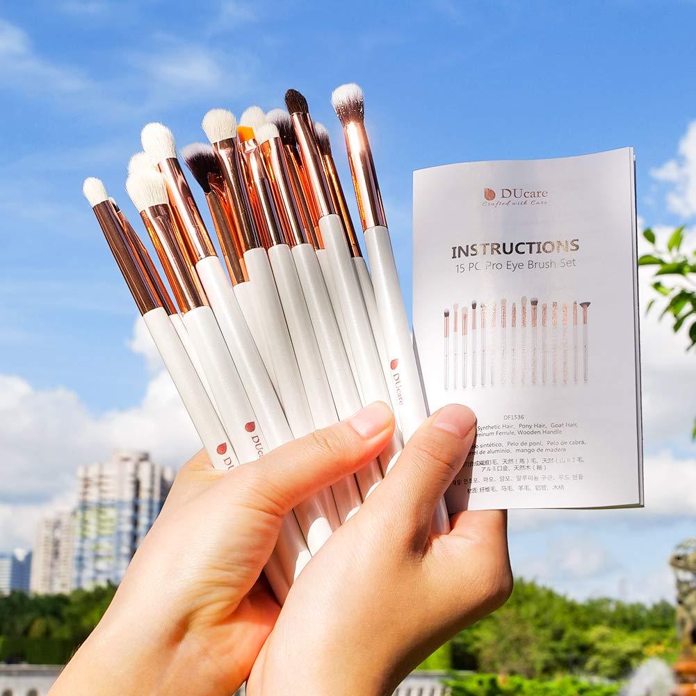 15Pcs DUcare Eyeshadow Brushes, Pro Eyeshadow Brush Set, Eye Makeup Brushes for Concealer, Eyeliner, Eyelash,Eyebrow, Blending, Smudging, Eye Detailing, Eye Crease (White) 2