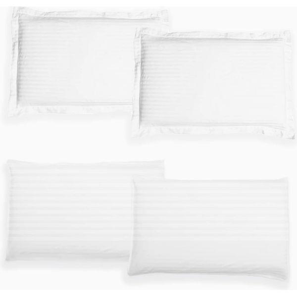 Kyniog - White Pillow Cases 4 Pack Cotton 100% - Envelope Closure - 300 Thread Count 50 x 75 cm (2 Ox & 2 HW) - Super Soft Cozy and Breathable Standard Size Pillowcases 0