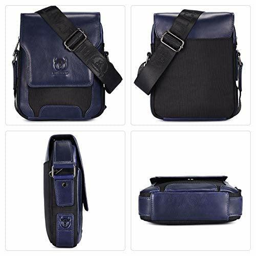 BAIGIO Leather Shoulder Bag for Men Stylish Crossbody Messenger Satchel Side Bag for Commuter Work School Business Travel-Dark Blue 3