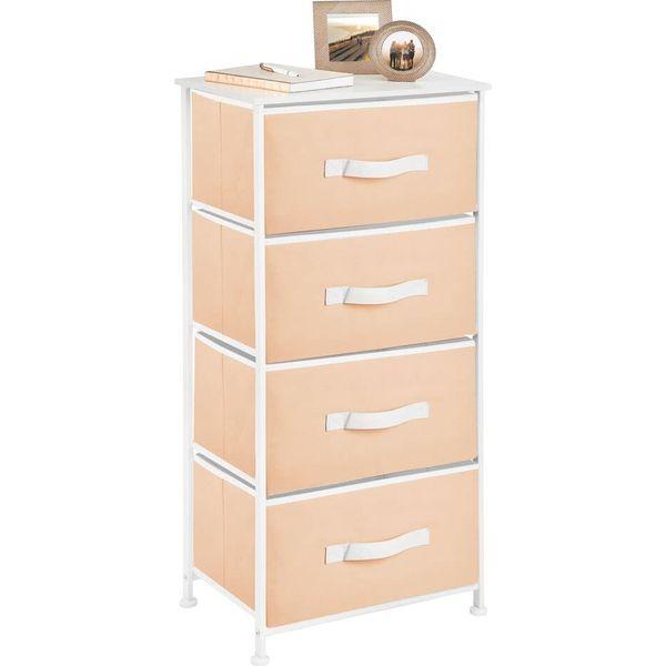 mDesign Chest of Drawers - Children's Drawers with 4 Drawers for Clothes, Accessories, Toys - Nursery, Playroom and Bedroom Storage Unit - Light Blue/White 0