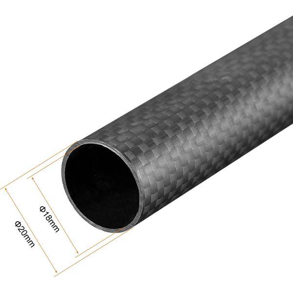 sourcing map Carbon Fiber Tube 20x18x500mm for RC Airplane Quadcopter Black Tube 3K Roll Wrapped Matt Surface 2