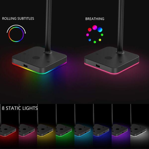 RGB Headphone Stand with Wireless Charger KAFRI Desk Gaming Headset Holder Hanger Rack with 10W/7.5W QI Charging Pad and QC 3.0 USB Port - Suitable for Gamer Desktop Table Game Earphone Accessories, S10,Qi-enabled,Note 9,Iphone,Samsung Galaxy S10 1