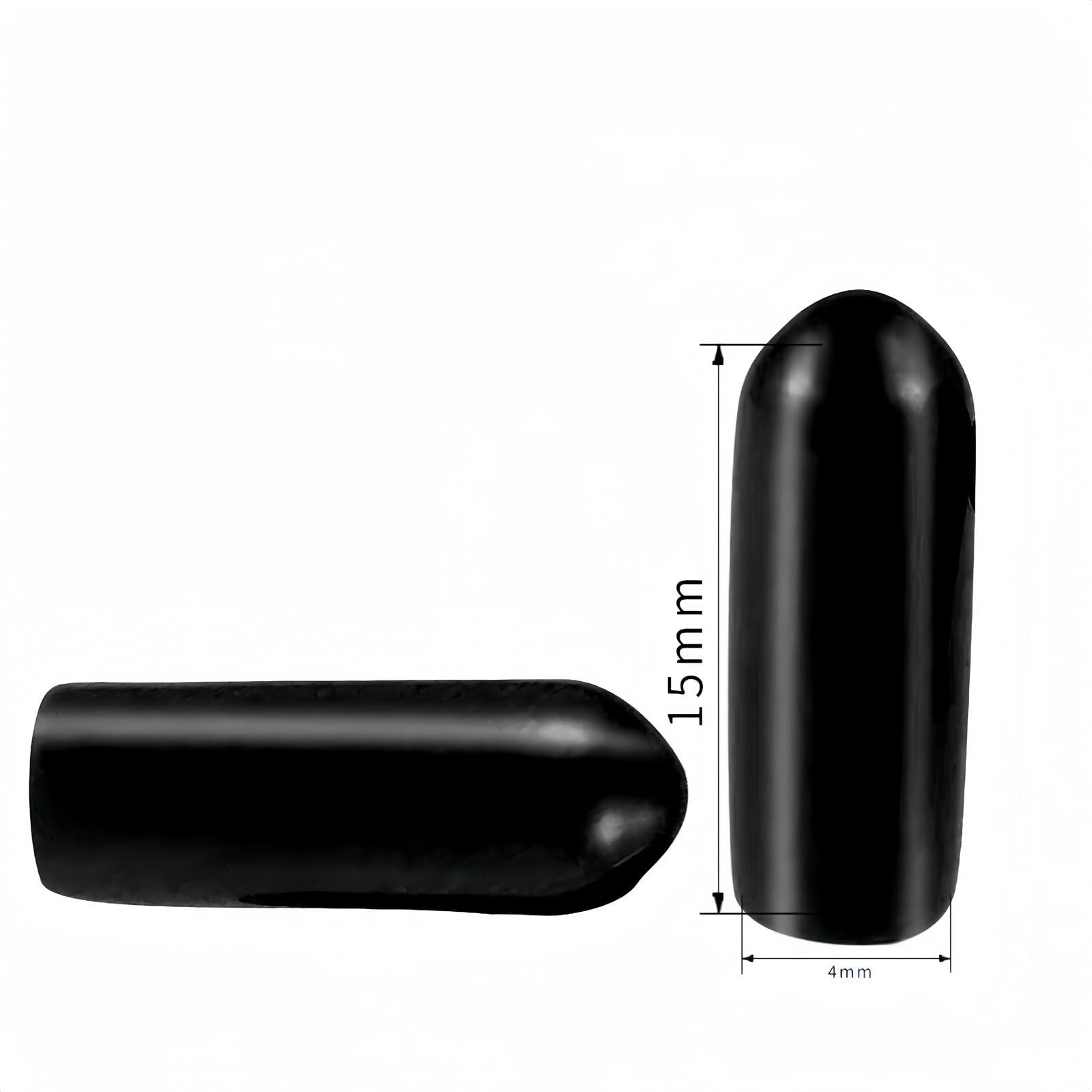 Boxonly Screw Thread Protectors PVC Rubber Round Tube Bolt Cap Plastic End Cap Cover Inner Dia.4mm Black 100Pcs 3