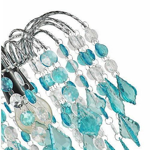 Teal Acrylic Easy Fit Pendant Light Shade with Chrome Metal Frame by Happy Homewares 1