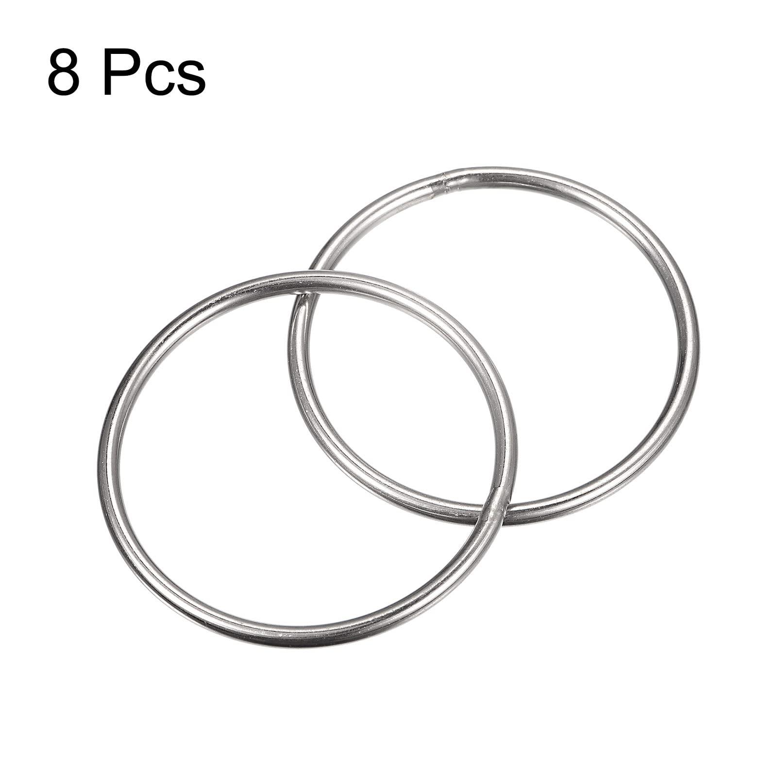 sourcing map Stainless Steel O Rings, 8pcs 50mm(1.97") Outer Dia. 3mm Thickness Multi-Purpose Metal Welded O-rings Round Rings for Hardware Luggage Accessories 2