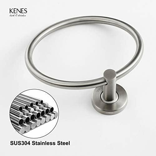 KENES Stainless Steel Bath Towel Holder Hand Towel Ring Hanging Towel Hanger Bathroom Accessories Round Towel Holder for Bathroom Hanging Towel Hanger Bathroom Accessories Contemporary Hotel Style 4