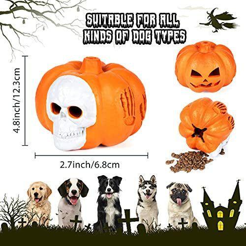 G.C Dog Chew Toys Indestructible for Aggressive Chewers, Durable Tough Dog Toys for Large Dogs Interactive Rubber Halloween Pumpkin Skull Dog Toy for Puppy Medium Small Dogs 3