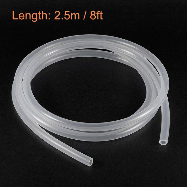 sourcing map Clear Silicone Tubing, 7mm ID 11mm OD 8ft, Flexible Silicone Tube for Air Water Pipe Pump Transfer 2