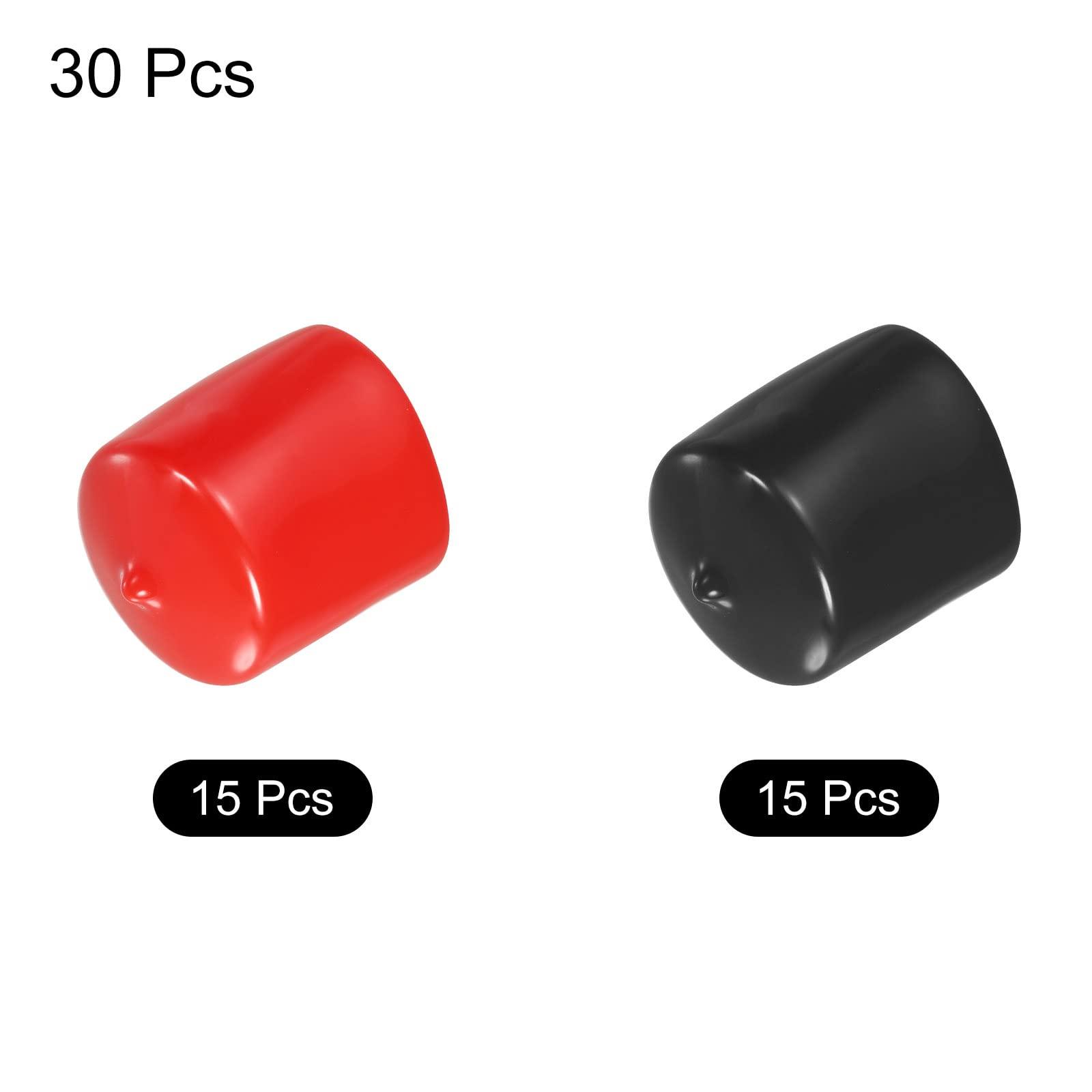 sourcing map 30pcs Rubber End Caps Cover Assortment 38mm(1 1/2 inch) PVC Vinyl Screw Thread Protector for Screw Bolt Black Red 2